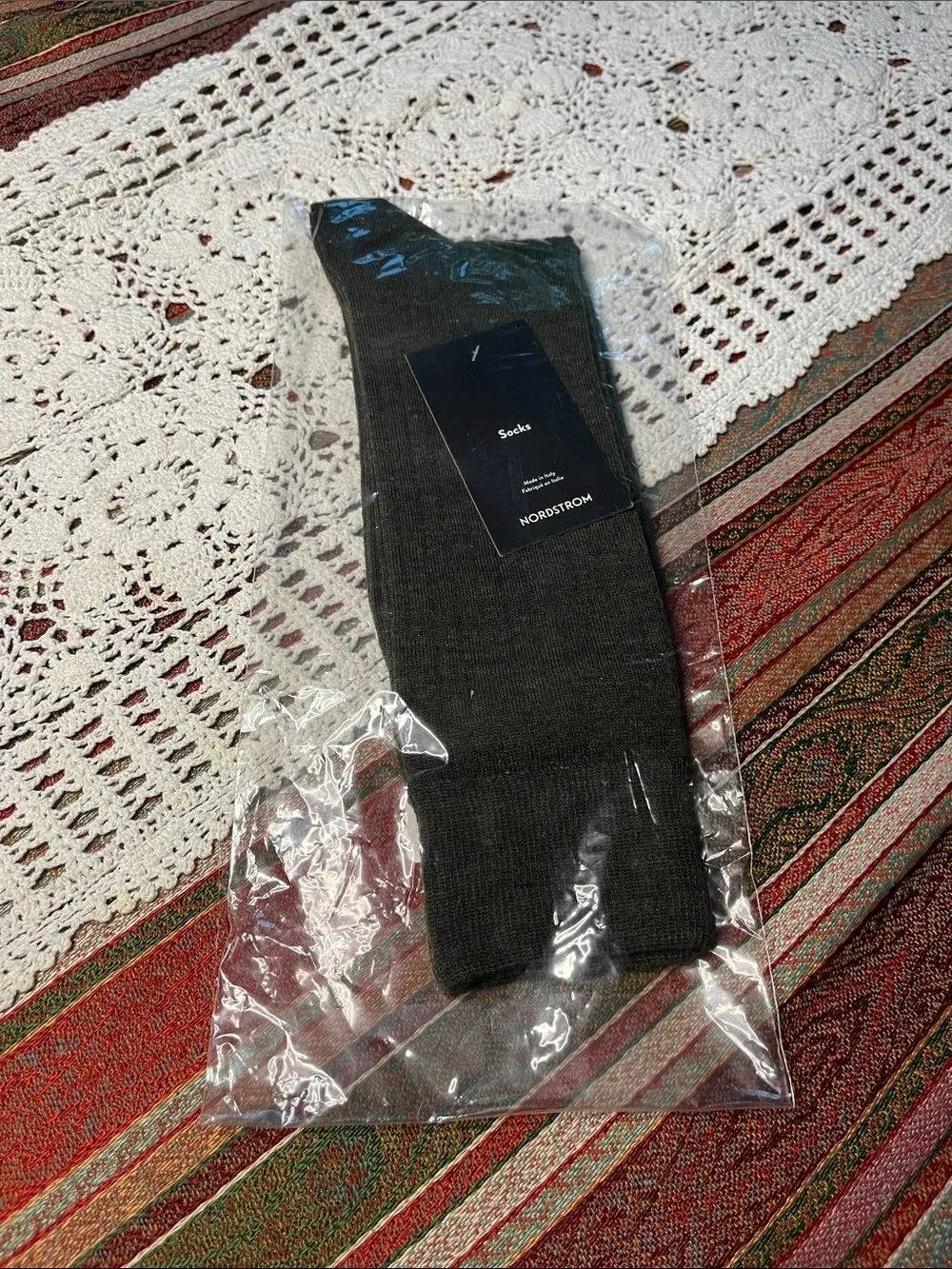 Nordstrom deep green merino wool blend socks NWT